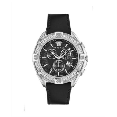 Versace v-greca chrono leather watch