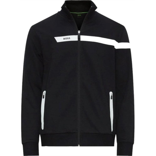 Hugo Boss men skaz 1 001-black full zip cotton sweatshirt