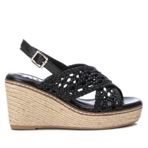 Xti womens wedge sandals in black