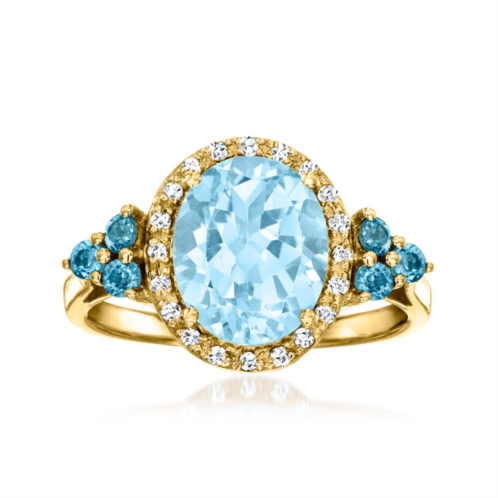 Ross-Simons sky blue topaz ring with . london blue topaz and . diamonds in 18kt gold over sterling