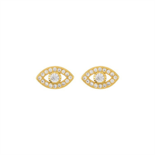 Adornia crystal evil eye studs gold