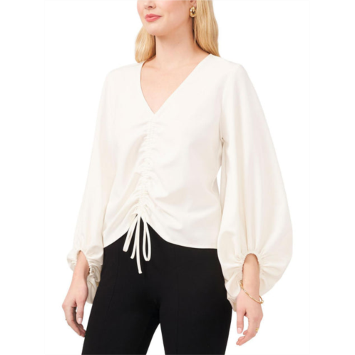 MSK petites womens ruched puff sleeves blouse