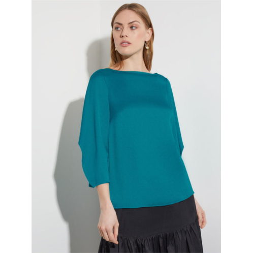 Misook draped sleeve crepe de chine blouse