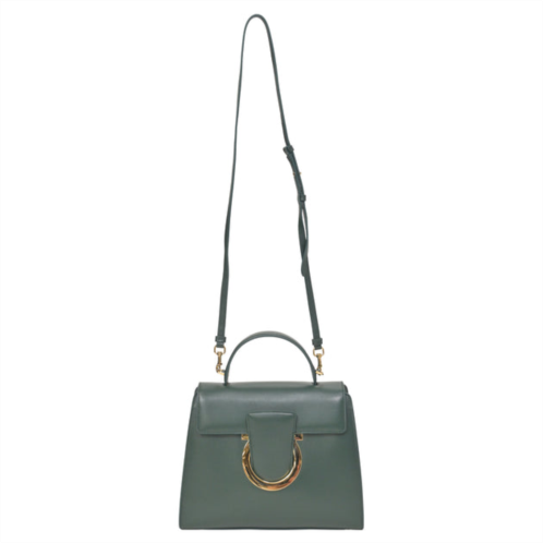 Salvatore Ferragamo thalia gancini shoulder bag in olive green calfskin leather