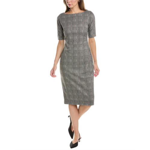 Maggy London striped glen plaid bateau neck sheath dress