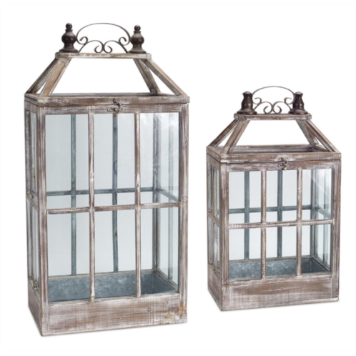 HouzBling lantern (set of 2) 22.5h, 31.5h wood/metal