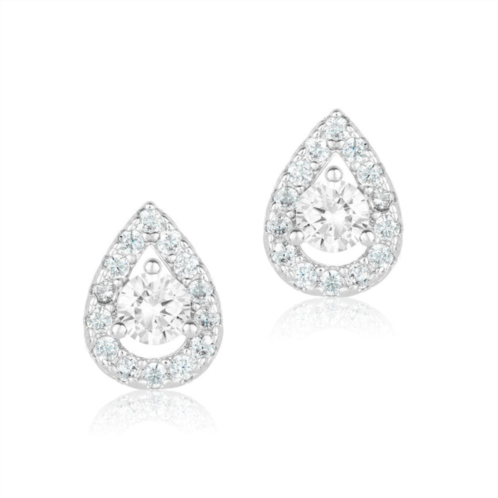 Adornia pear cut halo swarovski crystal earrings silver