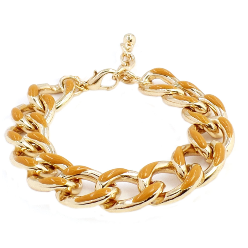 SAVVY CIE JEWELS 14k yellow gold over brass enamel link bracelet