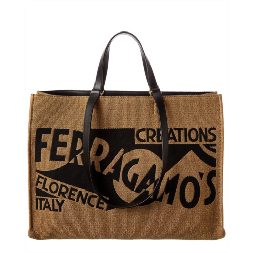 Salvatore Ferragamo ferragamo logo large leather-trim tote