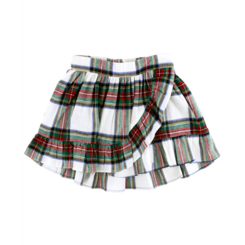 RuffleButts girls good tidings wrap skirt in plaid