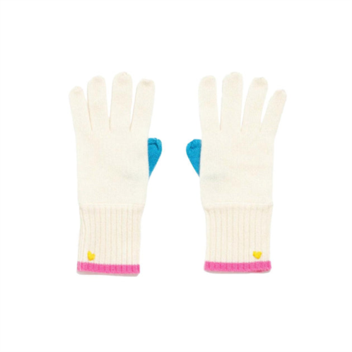 KERRI ROSENTHAL womens colorblock cashglove in oatmilk