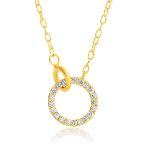 MAXCOLOR 14k yellow gold loop 1mm round diamond interlocking necklace