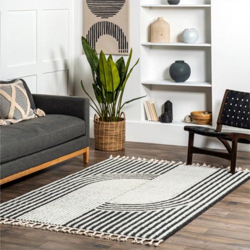 NuLOOM ollie modern striped tasseled area rug