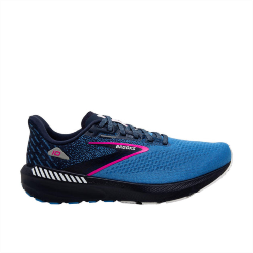 BROOKS womens launch gts 10 running shoes in peacoat/marina blue/pink glo