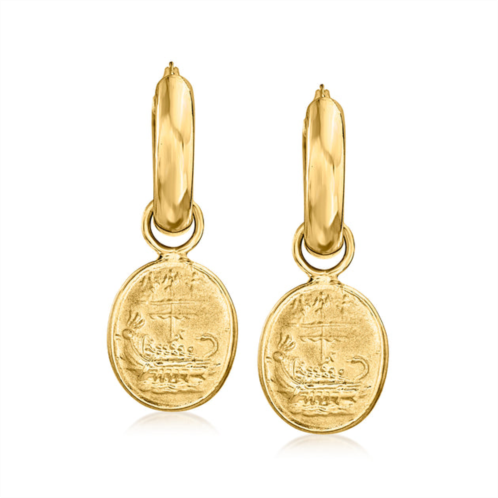 Ross-Simons italian tagliamonte 18kt gold over sterling ulysses hoop drop earrings