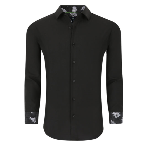 Tom Baine slim fit performance long sleeve geometric button down