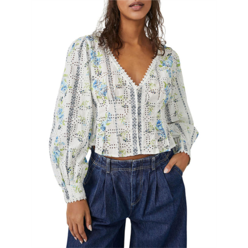 Free People womens embroidered eyelet blouse