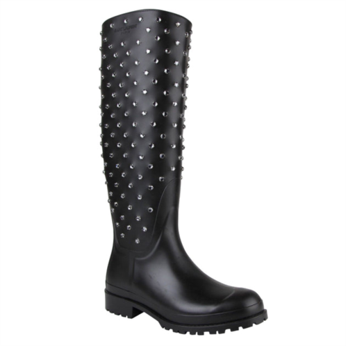 Saint Laurent womens rubber women rain boots with crystal studs (36 eu / 6 us)