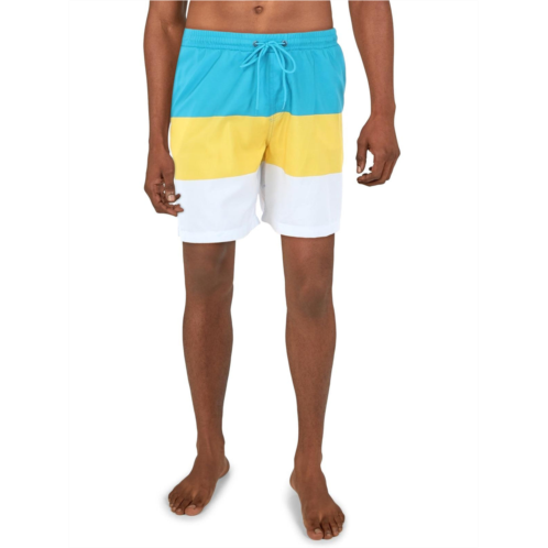 Club Room mens striped colorblocked swim trunks