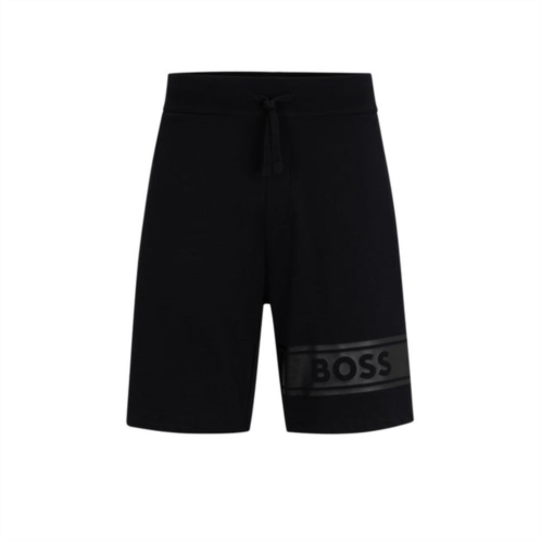 BOSS cotton-terry shorts with logo print and drawstring