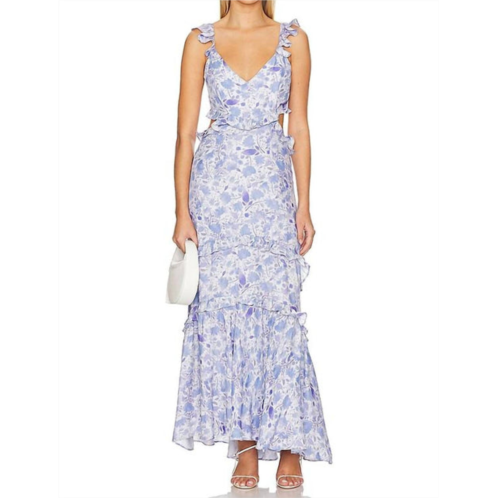 ASTR cassis floral ruffle maxi dress in blue floral