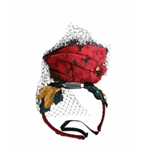 Dolce & Gabbana multi rose silk crystal netted logo headband womens diadem