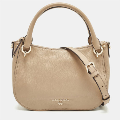 Michael Kors beige leather small harper messenger bag