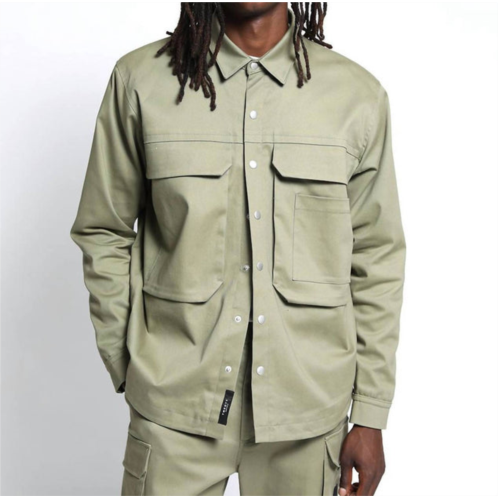 TWENTY MONTREAL harmony twill overshirt in fatigue