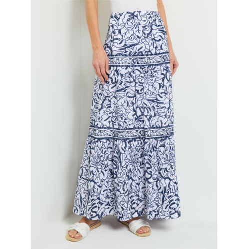 Misook embroidered floral cotton maxi skirt