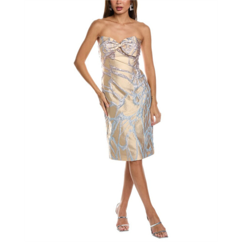 Rene Ruiz metallic jacquard cocktail dress