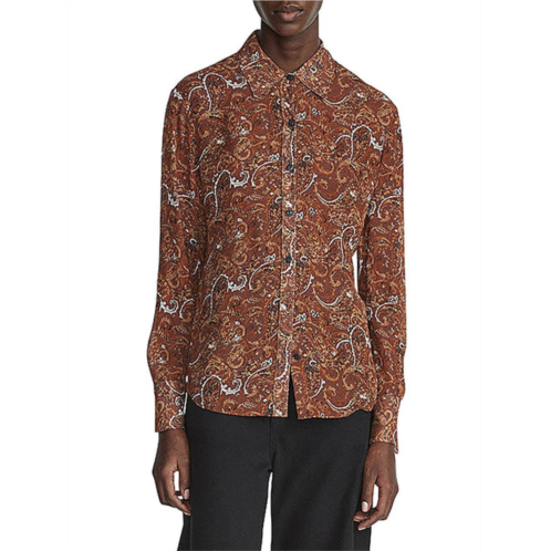 Rag & Bone antonia top womens split hem sheer button-down top