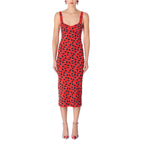 Carolina Herrera strappy bustier knit column silk-blend midi dress