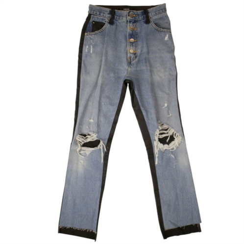 Amiri denim leather jeans- blue/black