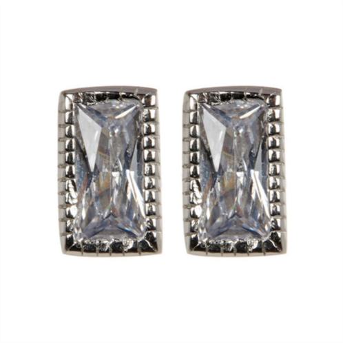 Adornia rectangle crystal studs silver