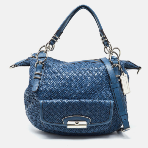 Coach woven leather kristin hobo