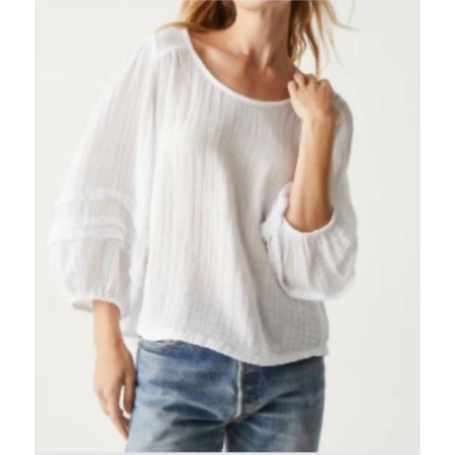 Michael Stars gauze balloon sleeve top in white