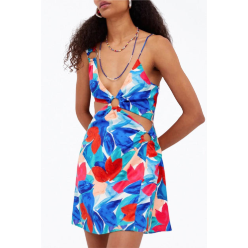 For Love & Lemons lorenza cutout satin mini dress in blue