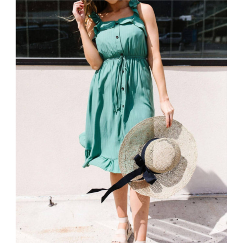 Ces Femme barely ruffled green sun dress in lush green