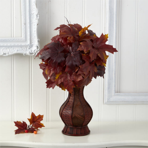 HomPlanti autumn maple leaf artificial plant in decorative planter 24