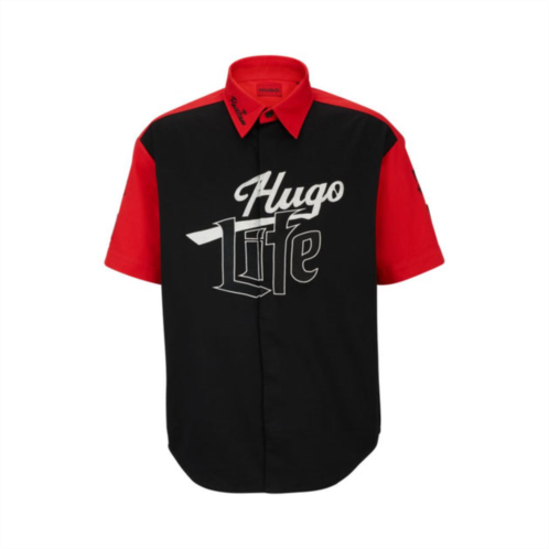 HUGO oversize-fit shirt with racing-inspired details