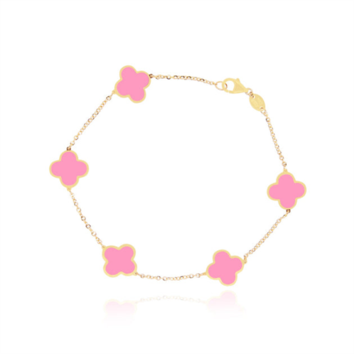 The Lovery small bubblegum pink clover bracelet