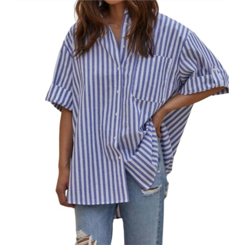 By Together laguna striped shirt in denim/white stripe