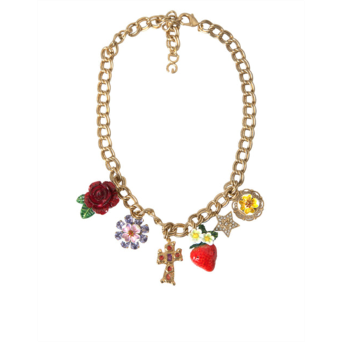 Dolce & Gabbana chain rose cross strawberry star pendant womens necklace