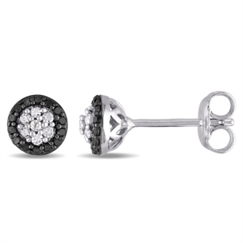 Mimi & Max 1/4ct tw black and white diamond cluster stud earrings in sterling silver