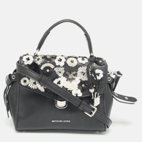 Michael Kors black leather bristol embellished top handle bag