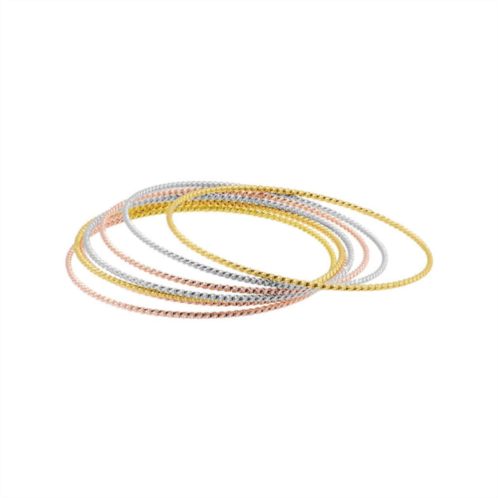 Adornia 14k gold plated tri-color skinny 7-piece bangle set