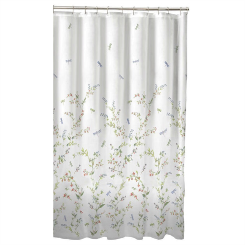 QuikFurn floral dragonfly polyester machine washable shower curtain