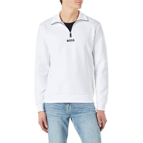 Hugo Boss sweat 1 half zip sweatshirt in white