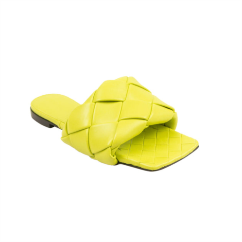 Bottega Veneta kiwi yellow woven lido flat sandals