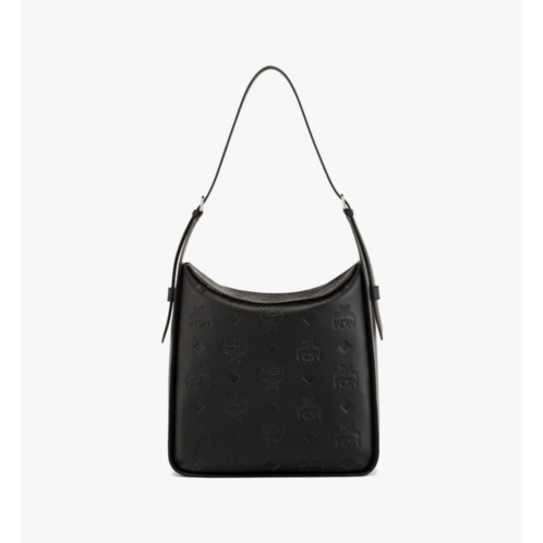 MCM aren flap hobo bag in embossed monogram leather